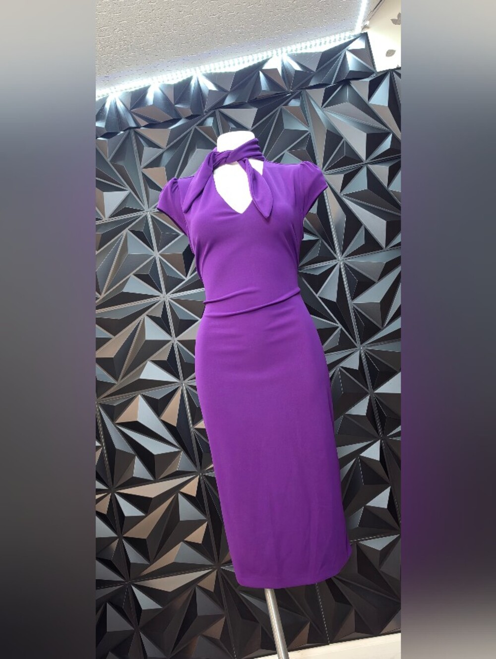 New York & Company Violet Tie-Neck Midi Dress